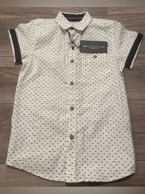 Boys White Navy Button Down Shirt from Distortion